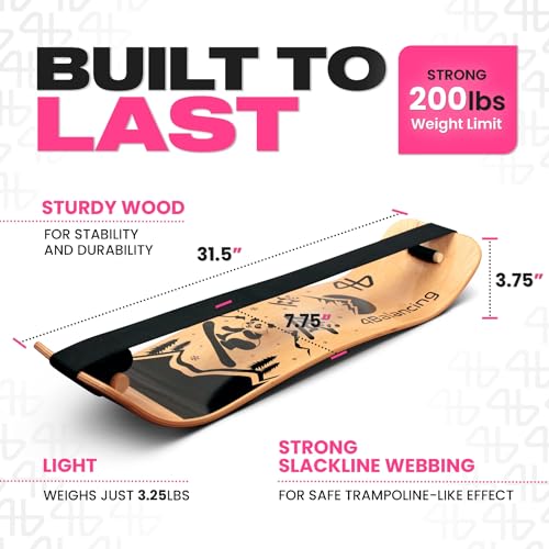 Image of Balance Board for Kids - Slackline Wooden Wobble Board | Balance Trainer for Coordination, Training for Skateboard, Snowboard, Football, Soccer, Baseball, Basketball