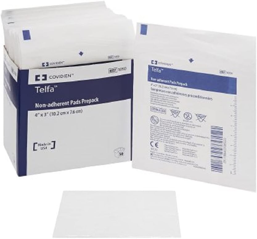 Covidien 1050 Telfa Non-Adherent Pads Prepack, 4" x 3" (Pack of 50)