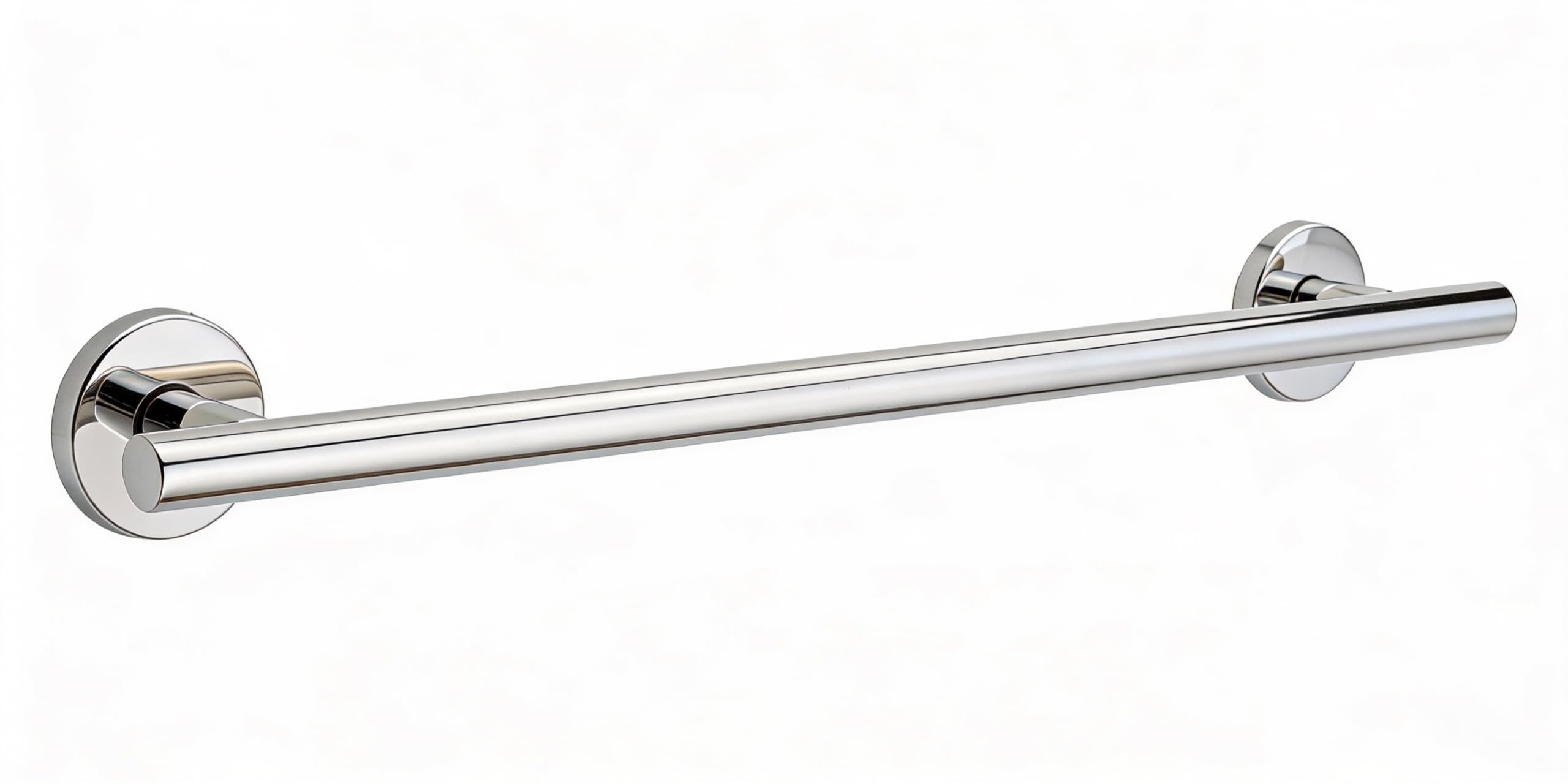 Asidero de Seguridad Recto de Acero Inoxidable 60 cm | Barra de Agarre y Apoyo Cromada con Soportes Inferiores para Ducha, Bañera y Baño Adaptado | Resistente a la Humedad