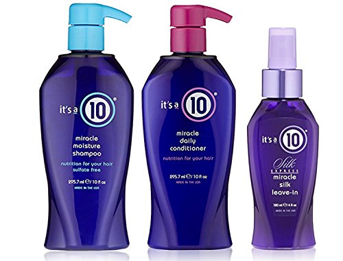 It's A 10 Miracle Moisture Shampoo 10 Oz + Daily Conditioner 10 Oz + Silk Leave-in 4 Oz - ( 3 pieces set ) COMBO BUNDLE