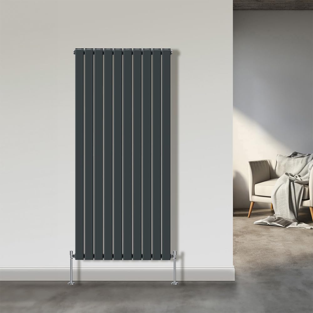 Nrg Anthracite 1800 X 680Mm Vertical Column Designer Radiator Double Flat Panel Heater Central Heating Rads