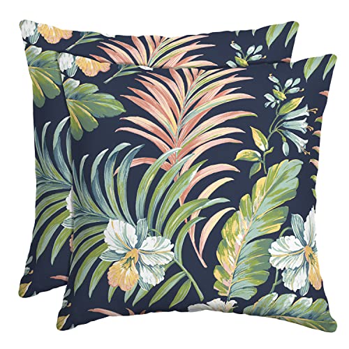 Arden Outdoor Toss Pillow, 2 Pack, 16 x 16, Rain-Proof, Fade Resistant Simone Blue Tropical