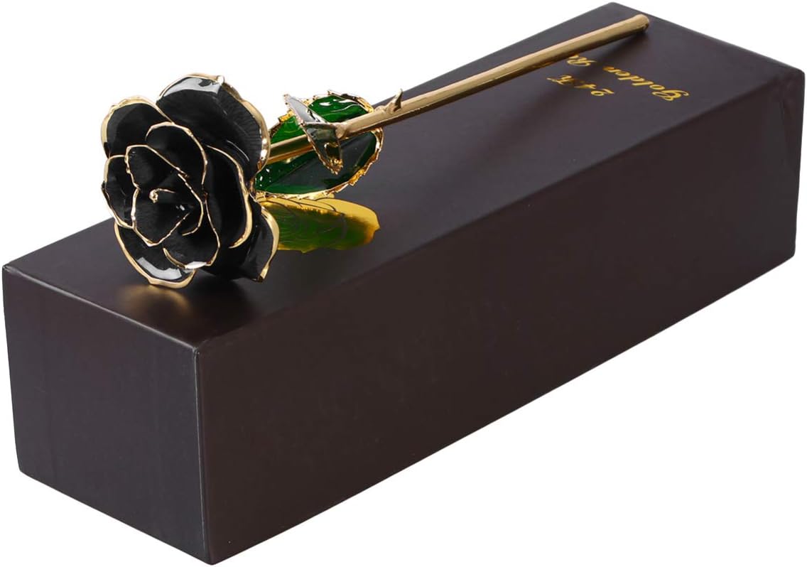 Vaguelly Lacquer Finish 24k Gold Rose Arrangement for Anniversary Mother's Day Present Random Color