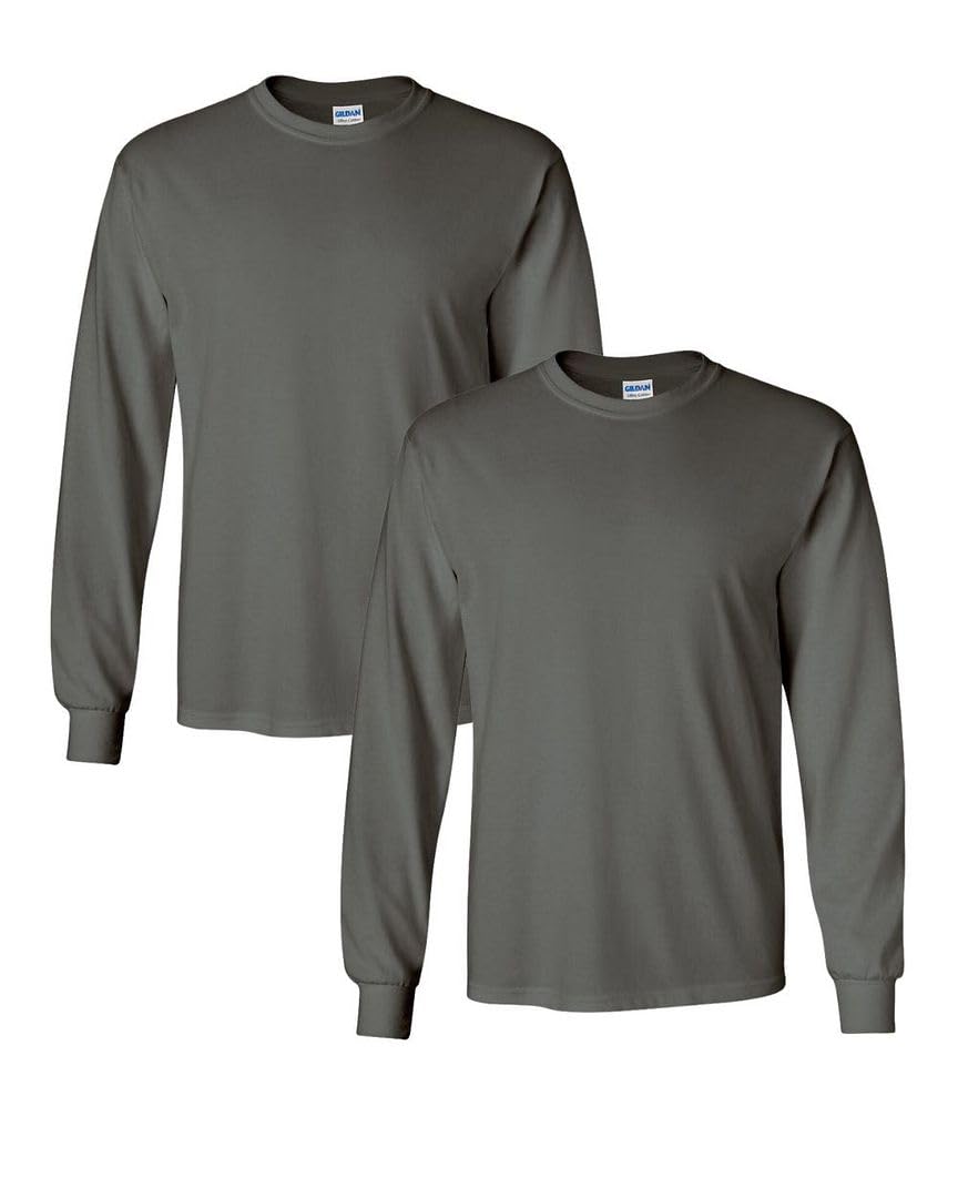 Gildan Adult Heavy Cotton Long Sleeve T-Shirt, Style G5400, 2-Pack