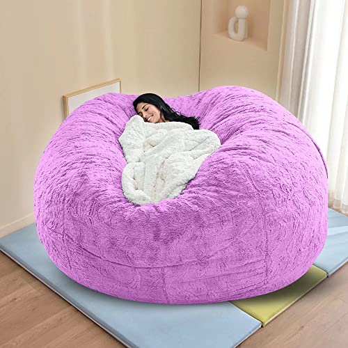 Housse de canapé pouf géant en fausse fourrure lavable 7 pieds sans rembourrage
