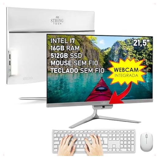 Computador Completo All In One Intel Core i7 21,5" Full HD 16GB SSD 512GB 4 Núcleos Super Turbo Hdmi Teclado e Mouse