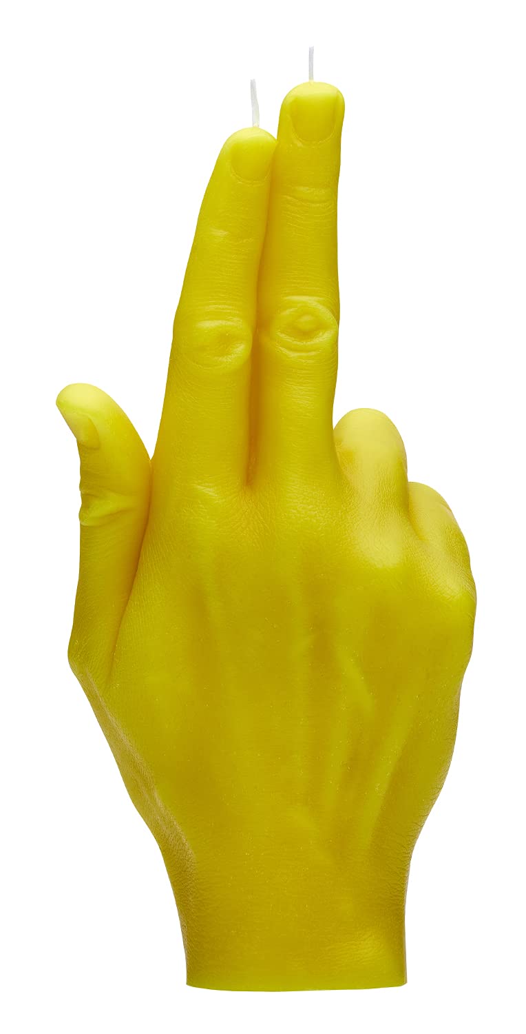 Vela gesto de mano GUN – Tamaño grande de la mano real 21 x 10 x 6 cm – Estatua hecha a mano – Decoración del hogar – Cumpleaños, oficina, regalo de inauguración de la casa (Amarillo)