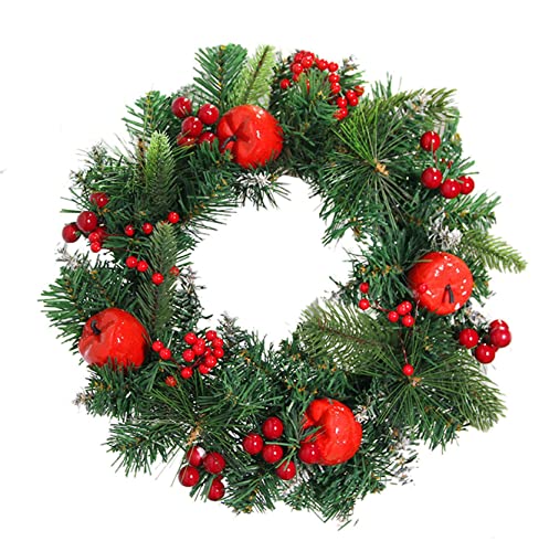 Couronne de Noël en rotin et coton pour décoration de porte de maison