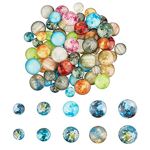 Cabochons en verre lumineux CHGCRAFT motif planète pour créer des cadeaux uniques de bijoux
