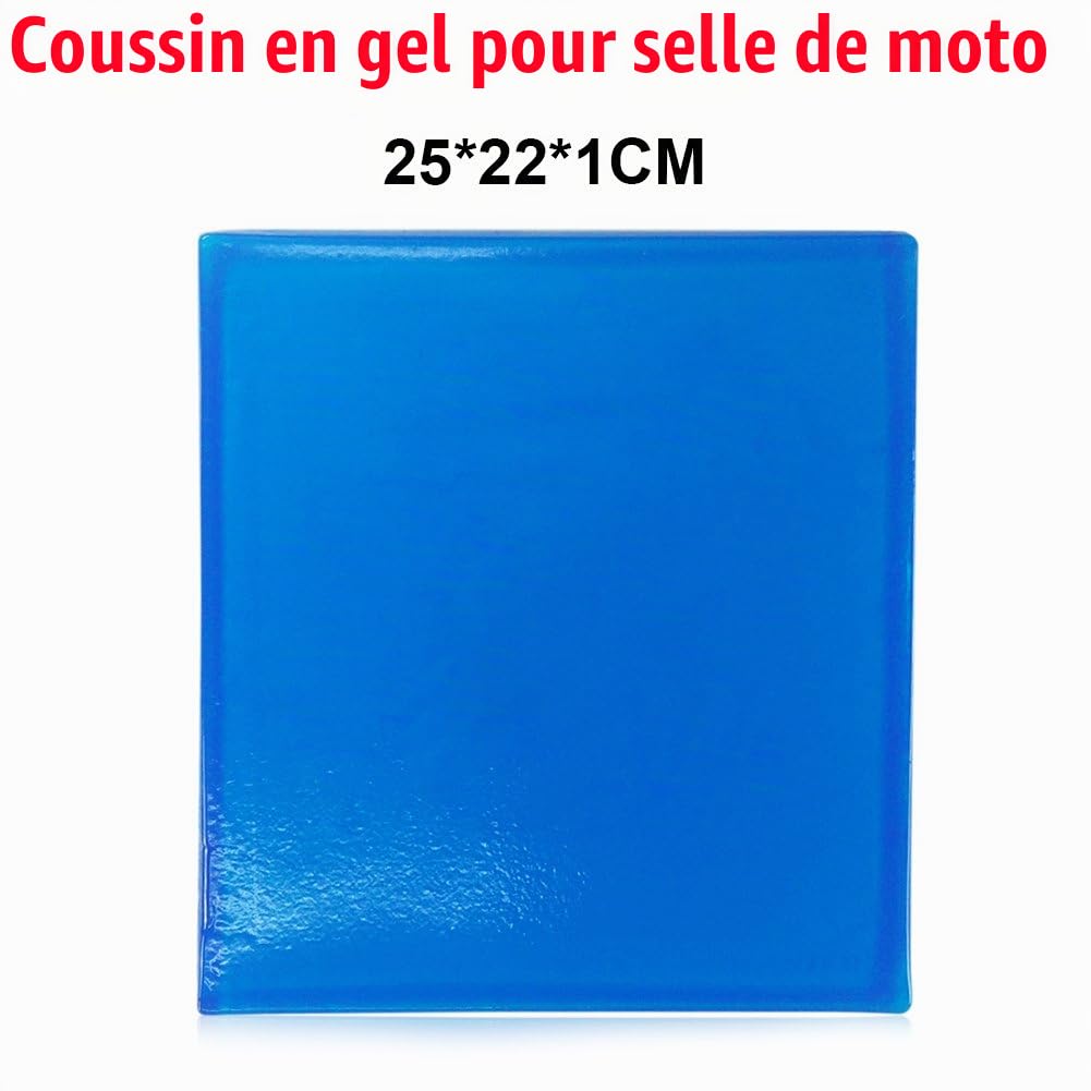 Domybest Coussin Gel Moto Tapis d'Absorption de Choc pour Siège de Moto - Moelleux et Confortable - Bleu