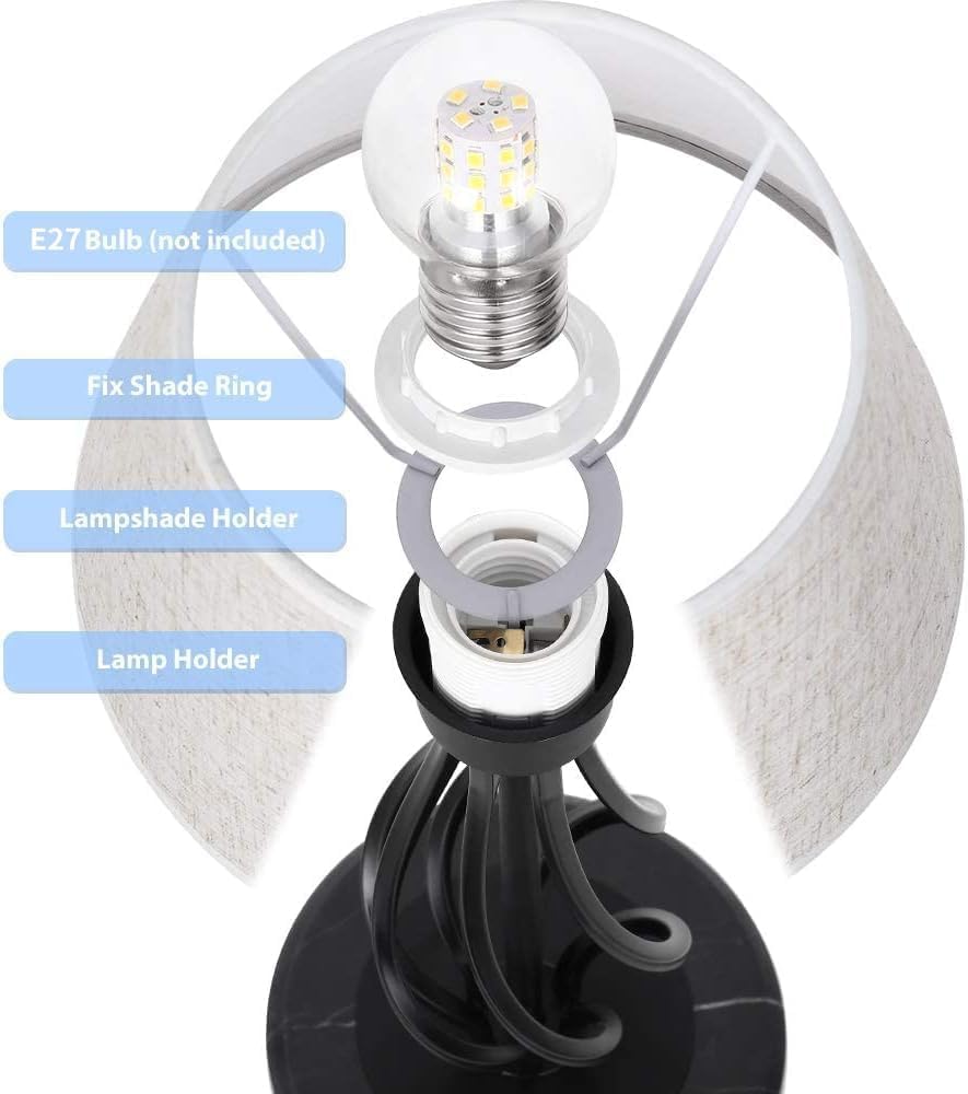 Tischlampen mit Leinenbezug 2er Set, Nachttisch Nachttischlampe für Schlafzimmer, Lampenpaar aus schwarzem Marmor mit Lampenschirm aus Leinen, Schreibtisch Leselampe für Wohnzimmer, Kommoden