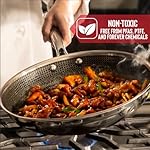 Hell's Kitchen Hybrid 12” Wok Pan, Tri-Clad Stainless Steel and Nonstick Ceramic, PFAS Free, no PFOA, no PTFE, no Teflon, Non Toxic Cookware, Metal Utensil Safe, All Cooktops and Oven Safe - Image 2