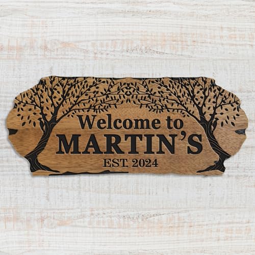 Tree of Life Custom Address Decor, Large Wood Wall Art, Custom Last Name Wooden Sign, Personalized Outdoor Cabin Sign, Cabin Monogram,3D carved decorative wooden plaques.