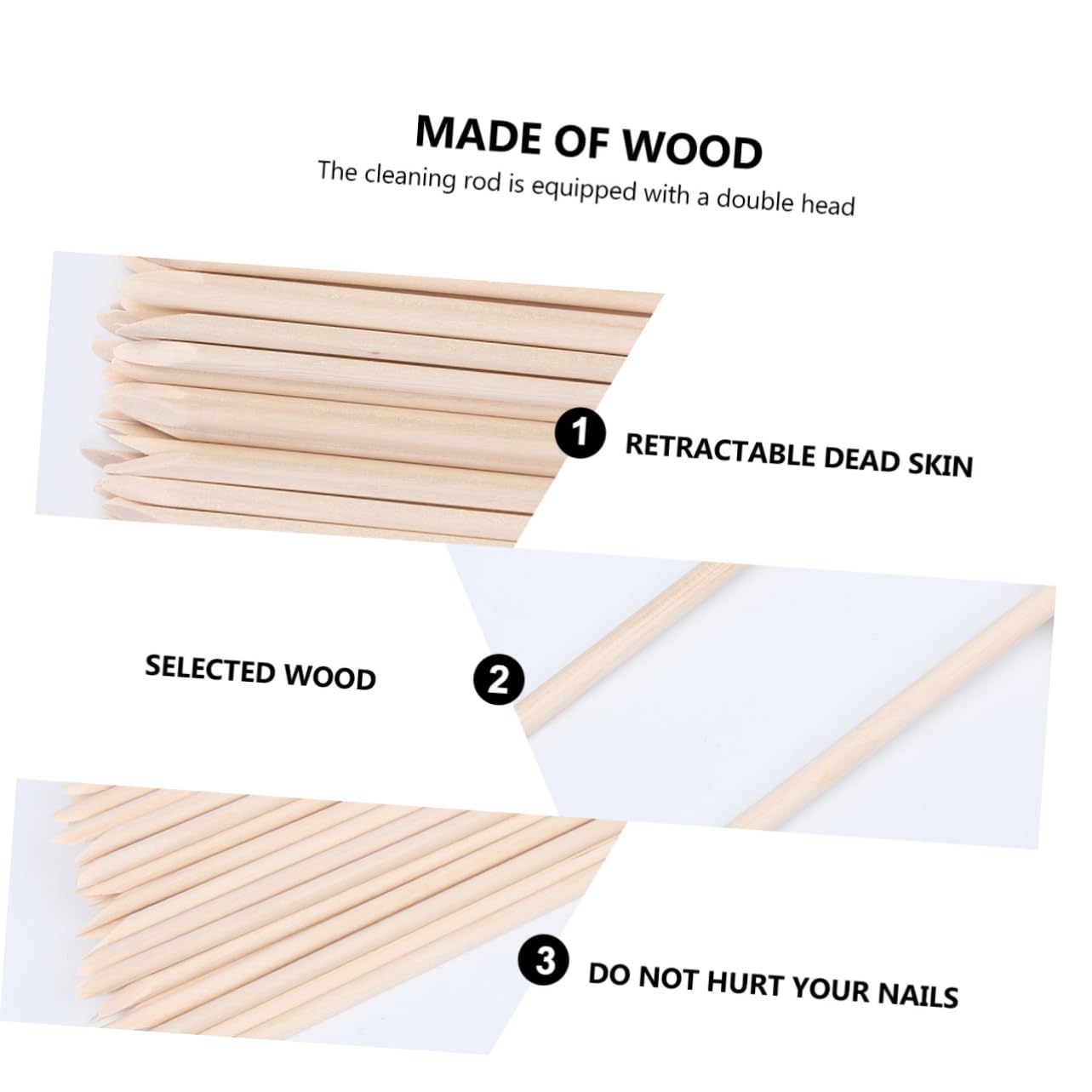 NULYLU Nail Art Tools Set 50 Pack Cuticle Pusher Nail Polisher Dead Skin Cleaning Stick Manicure Kit