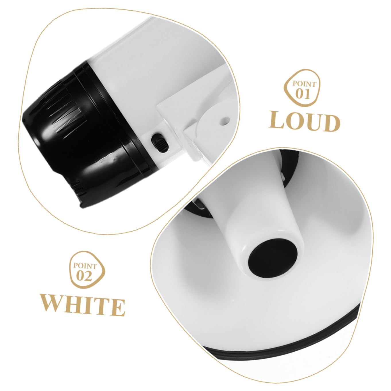 Megáfono Portátil Plegable Blanco con Amplificador de Sonido Micrófono de Grabación y Alarma Altavoz de Mano Resistente para Guías Turísticos y Vendedores