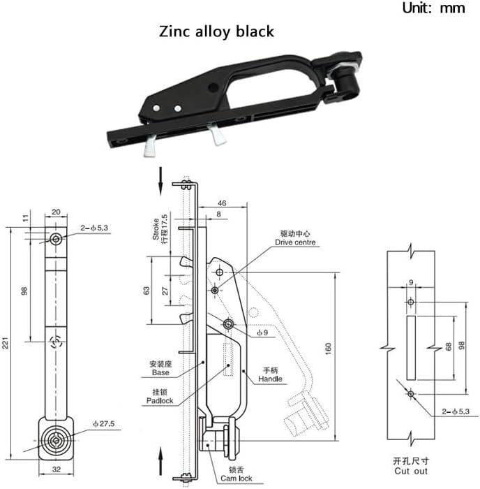 Zinc Alloy Handle Lock Industrial Machinery Equipment Cabinet Door Distribution Box