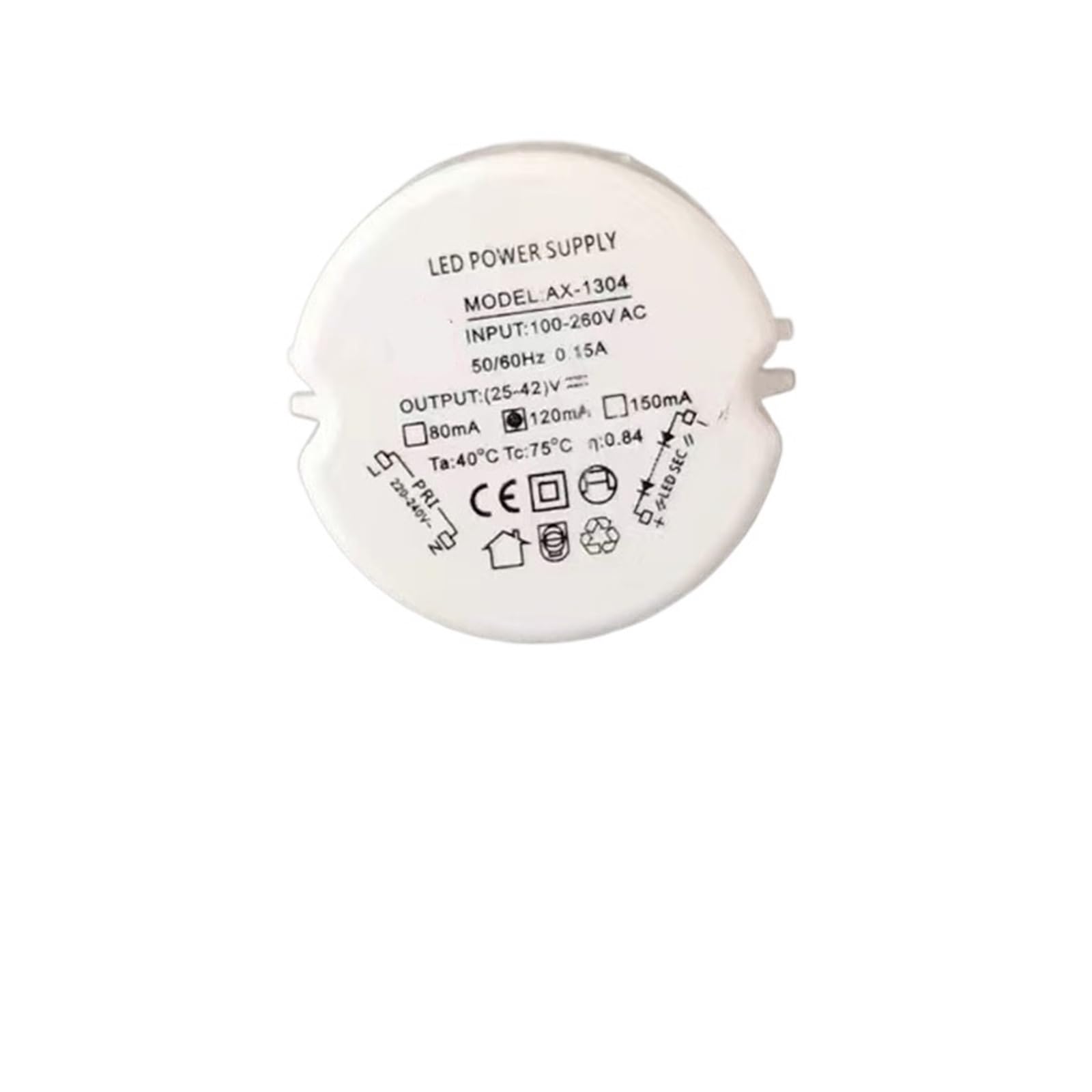 Fuente de alimentacion circular LED 25-42V para sustitucion de balasto