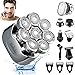 Wolady Rasoi per la Testa da Uomo, 6 in 1 Rasoio Testa Calva Impermeabile, Rasoio con Display a LED，Ricaricabile Rasoi Barba Elettrici, Con Tagliacapelli, Rifinitore per Naso, Spazzola per il Viso