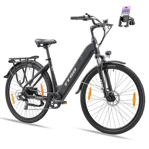 ttgo 28' E Bike, Elektrofahrrad Herren Damen mit 250W Motor 36V 20Ah Akku,100-110km Reichweite, Scheibenbremsen 7 Gang Getriebe LCD Display, HZ-28ST (Schwarz)