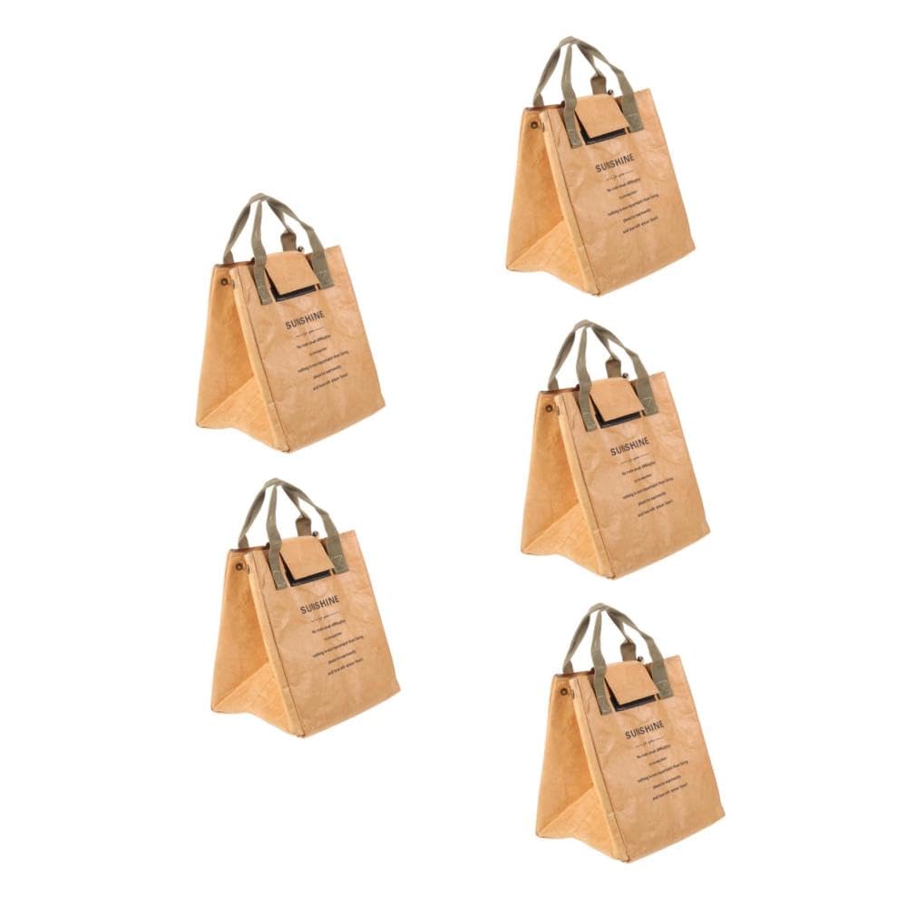 IMIKEYA 5stücke Isolierte Lunch Tote Bag Aus Kraftpapier Mit Aluminiumfolie Tragbare Und Langlebige Brotdose Für Büro Und Picknick Für Erwachsene