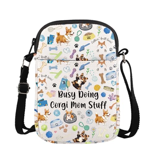 MBMSO Corgi Crossbody Bag Dog Themed Gift for Dog Lovers Owners Puppy Pet Groomer Crossbody Purse Busy Doing Corgi Mom Stuff