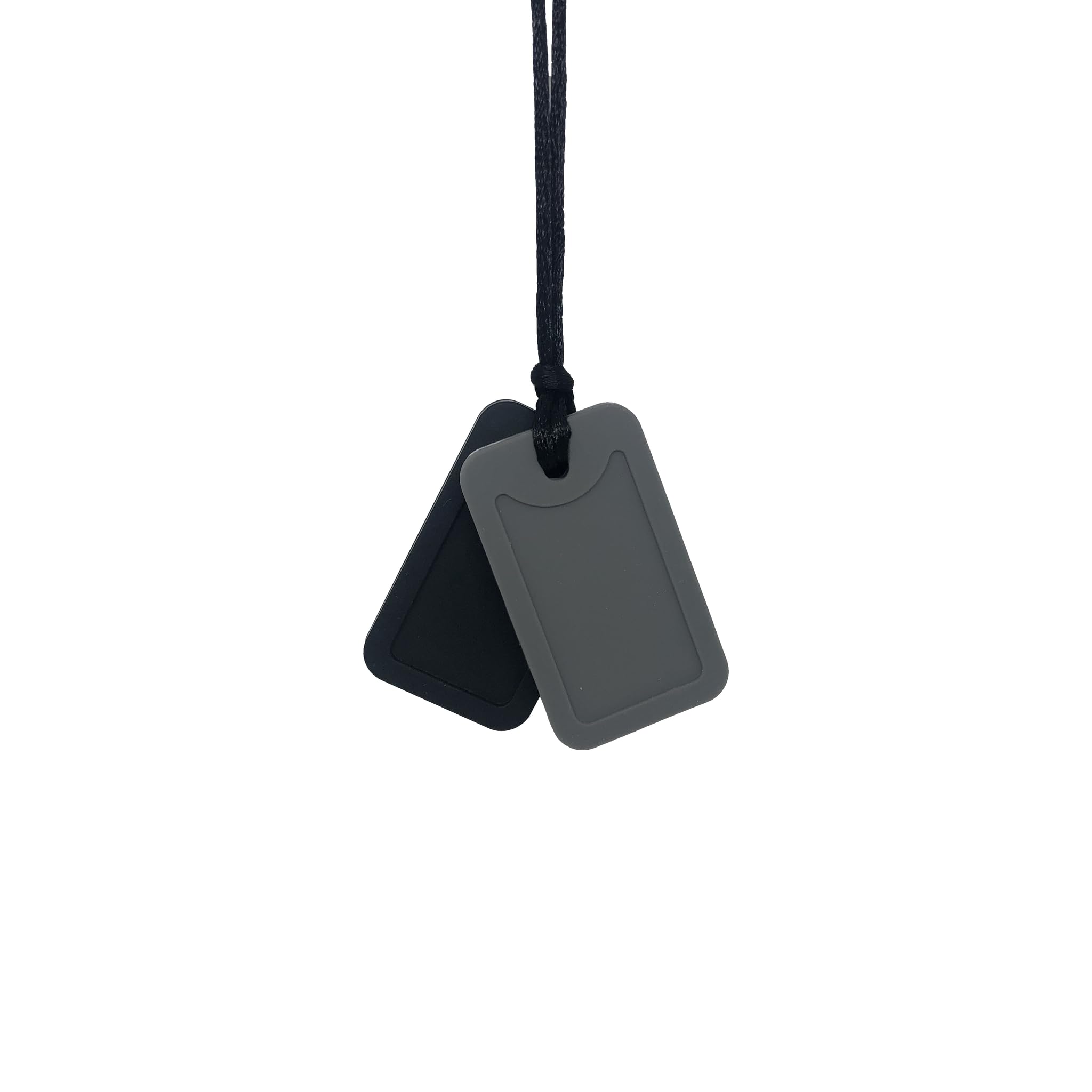 Sensory Oojamabobs - Dog tags pendant chew necklace - Autism - Black MIX 'N' MATCH! (Black & grey)