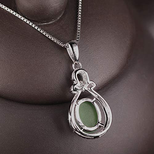 Collana in Giada Naturale da Donna con Ciondolo in Argento 925 con Diaspro Hetian