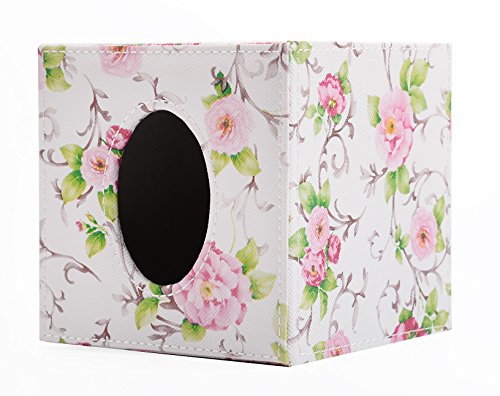 S Forever Home Decor Flower Pattern Faux Leather Tissue Box Cover (Square) #TOP3