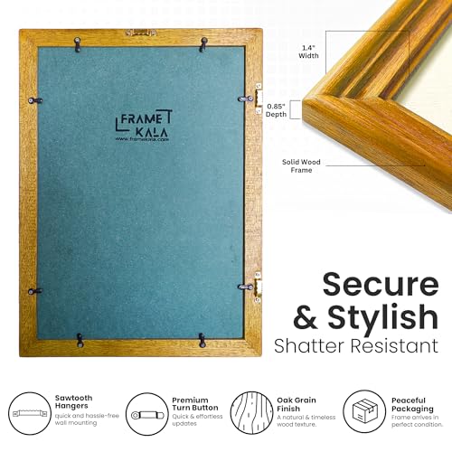 Image of Handmade Wooden Rectangular Photo Frame,A3 (29.7 X 42 Cm) Display For Artworks,Pictures And Photos Of Your Loved Ones,Best For Home,Office,Wall Decor,Living Room,Bedroom,Red Cedar,Yellow