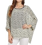 Chemise de plage, manches chauve-souris, col rond, haut en mousseline de soie.