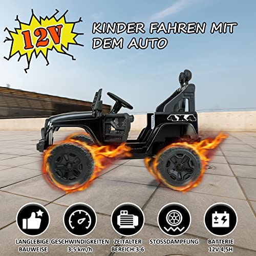 Kinder Elektroauto, 2 Sitze für Kinder mit 2,4G-Fernbedienung, 2 Gangs-Weicher Start-Elektroauto with Hupe, Vorderlicht… – Bild 3