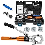 Copper Pipe Crimping Tool - with 1/2', 3/4', 1' Jaws, Copper Tube Fittings Hydraulic Pipe Crimping Tool for Pro Press, Viega Copper Pipe Fittings