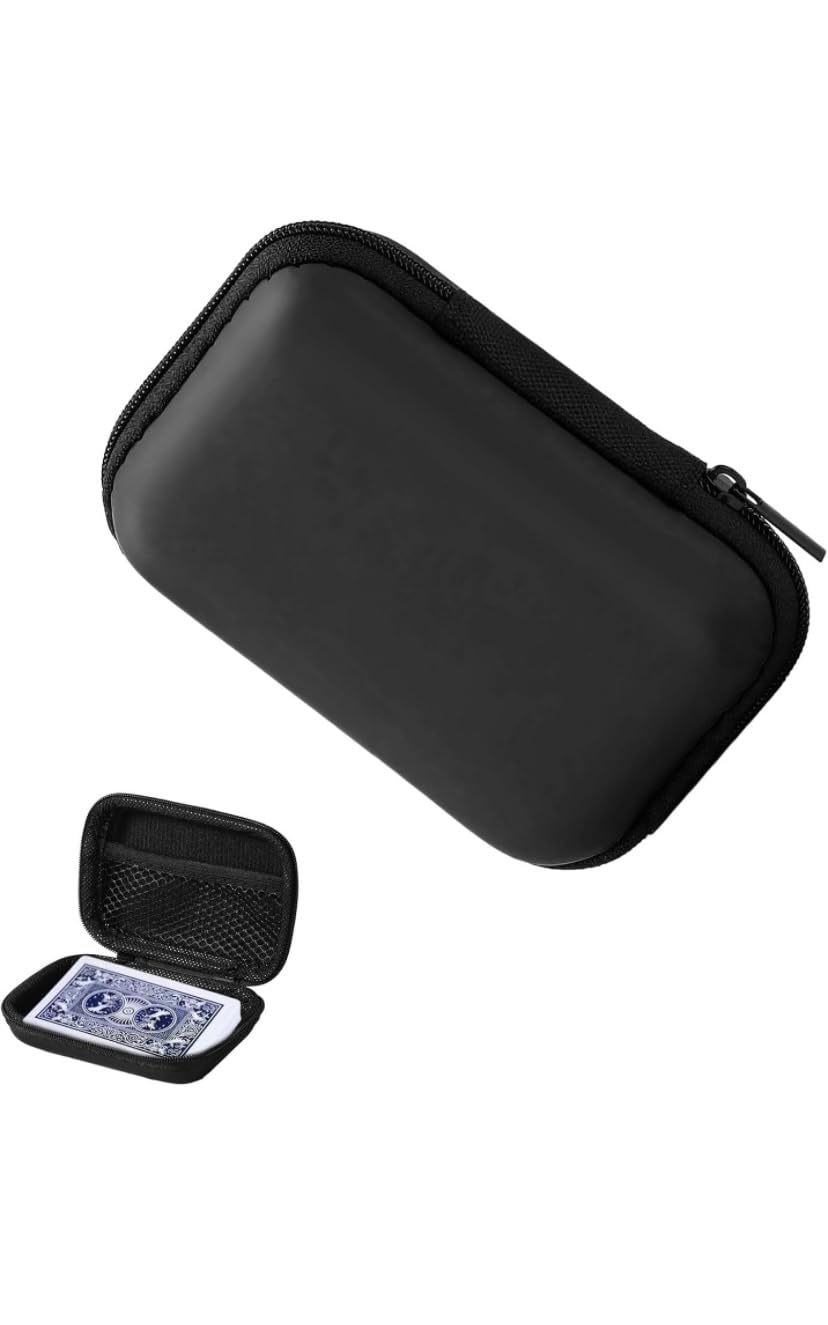 UKDGTMR Playing Cards Case for UNO, Card Game Case, Practical Playing Card Game Box Holder Headphone and Cable Storage Box (Black)