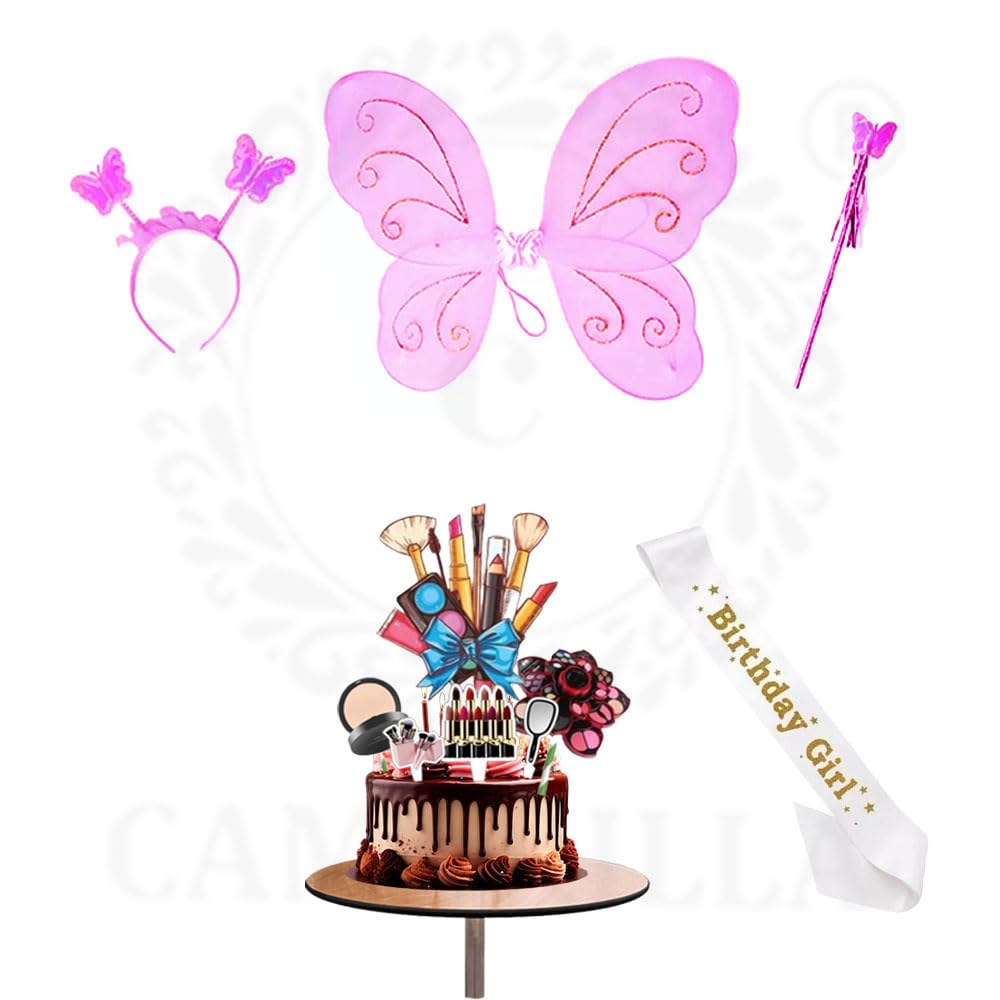 Camarilla Nylon Fairy Butterfly Wings for Girls with Matching Hair Band, Magic Wand Costume and Pink Sash for Baby Girls Birthday Party/Princess Accessories/Party Decoration Items (Pink) (B0BF9NHHVL) Amazon Price History, Amazon Price Tracker