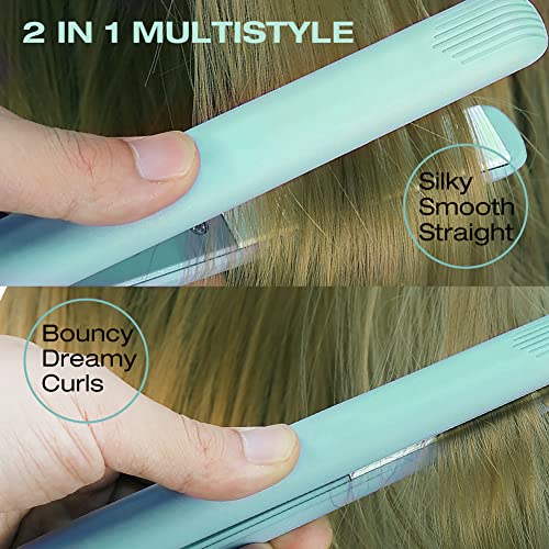 Mini plancha y rizador para cabello 2 en 1 cerámica verde miniatura 6