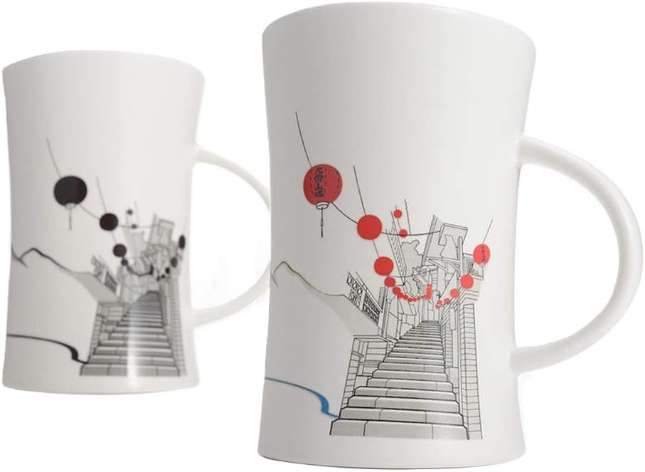 Cocera Formosa Treasure SHU-SWA028 Color Changing Porcelain Cup with Decal of Pingxi Sky Lanterns and Jiufen Old Street, Milky White
