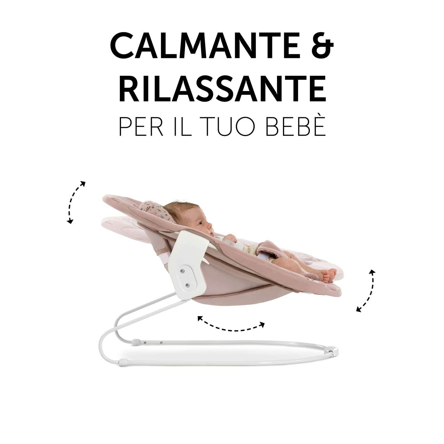 hauck Alpha Bouncer 2in1, Disney Bambi Rose - Sdraietta Neonato con Base Dondolo Compatibile con Seggioloni Pappa Alpha+ e Beta+ - da 0 Mesi fino a 9 kg - con Cintura a 3 Punti e Riduttore di Seduta
