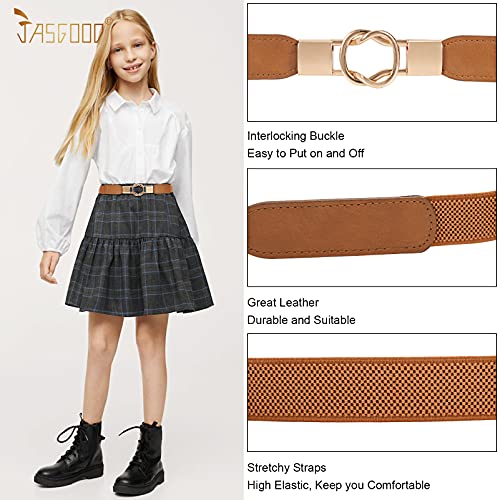 JASGOOD Kids Skinny Elastic Stretch Belts for girls with Easy Buckle Toddler School Uniform Dress Belts3