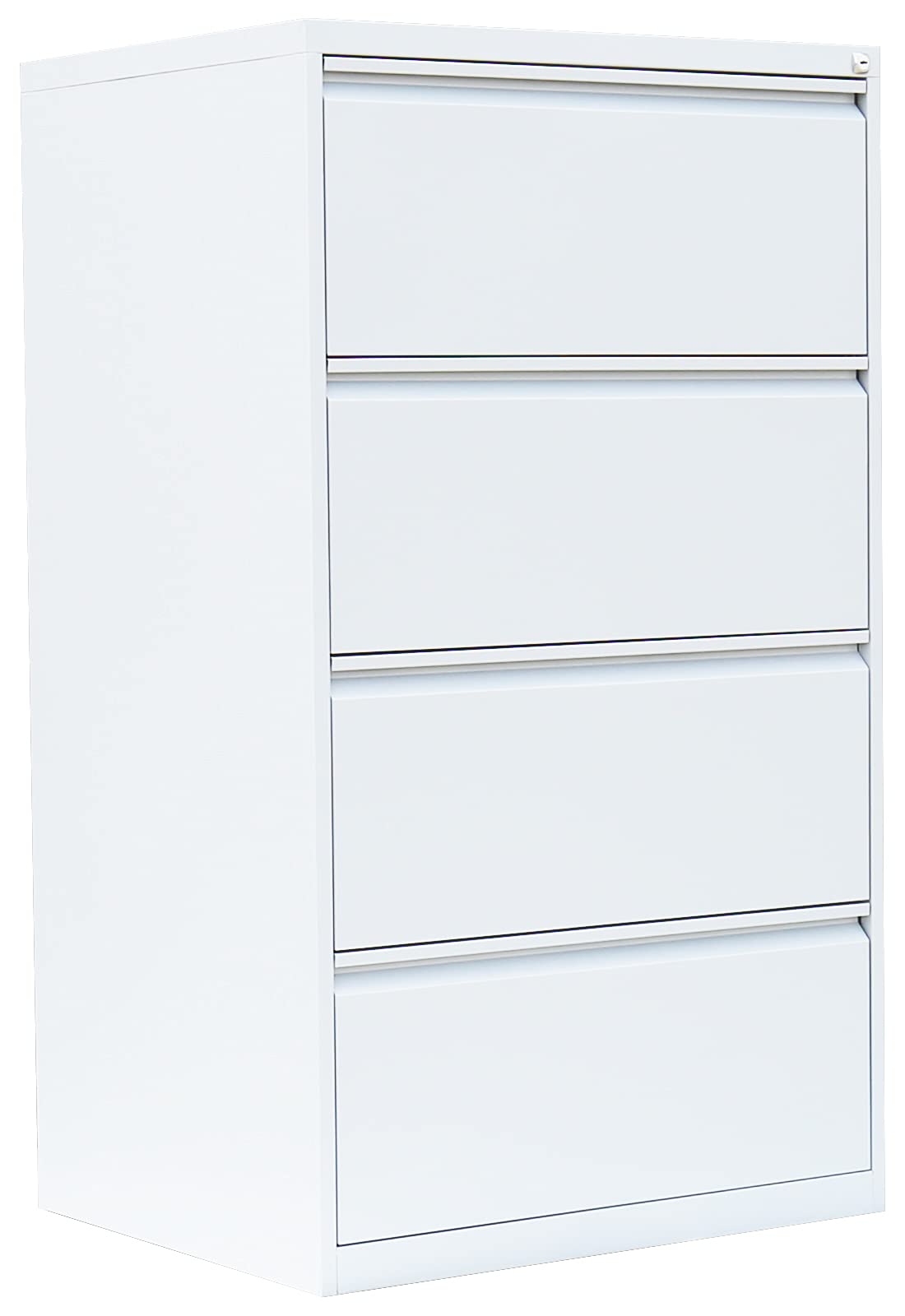 Lüllmann Büro Hängeregistratur weiß komplett montiert 132x76x62cm (HxBxT) Hängeregisterschrank für DIN A4 Hängemappen mit 4 Schüben doppelbahnig 561427 Weiss