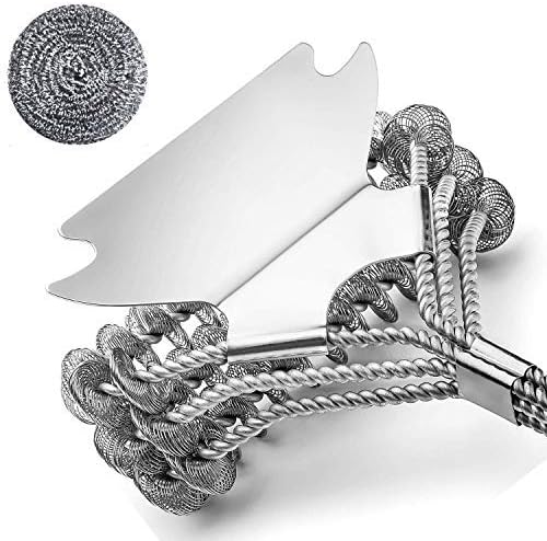 Bristle Free Grill Brush -BBQ Cleaning Brush Scraper Set with Stainless Steel Sponges for Clean All Grill Grates (Bristle Free Grill Brush)