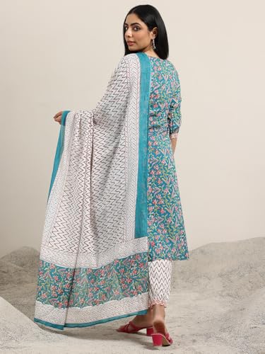 Image of Libas Printed Cotton Straight Kurta With Salwar and Dupatta | daily wear suit