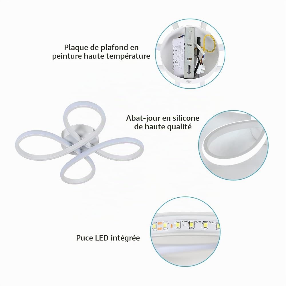 Plafonnier LED Floral Design, 30W 6500K Blanc Froid | Lampe de Plafond Moderne, Luminaire Plafonnier Led pour Chambre Salon, Salle à manger, Cuisine, 30CM