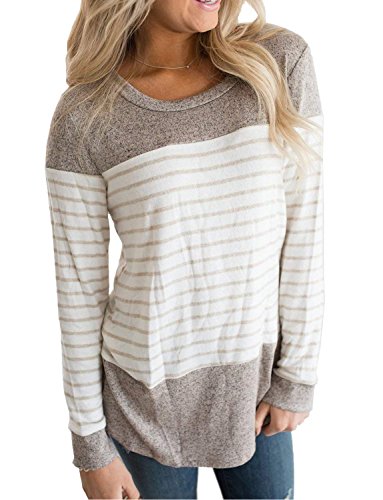 Hount Womans Long Sleeve Plus Size Tops Cute Tunics (Brown, S)