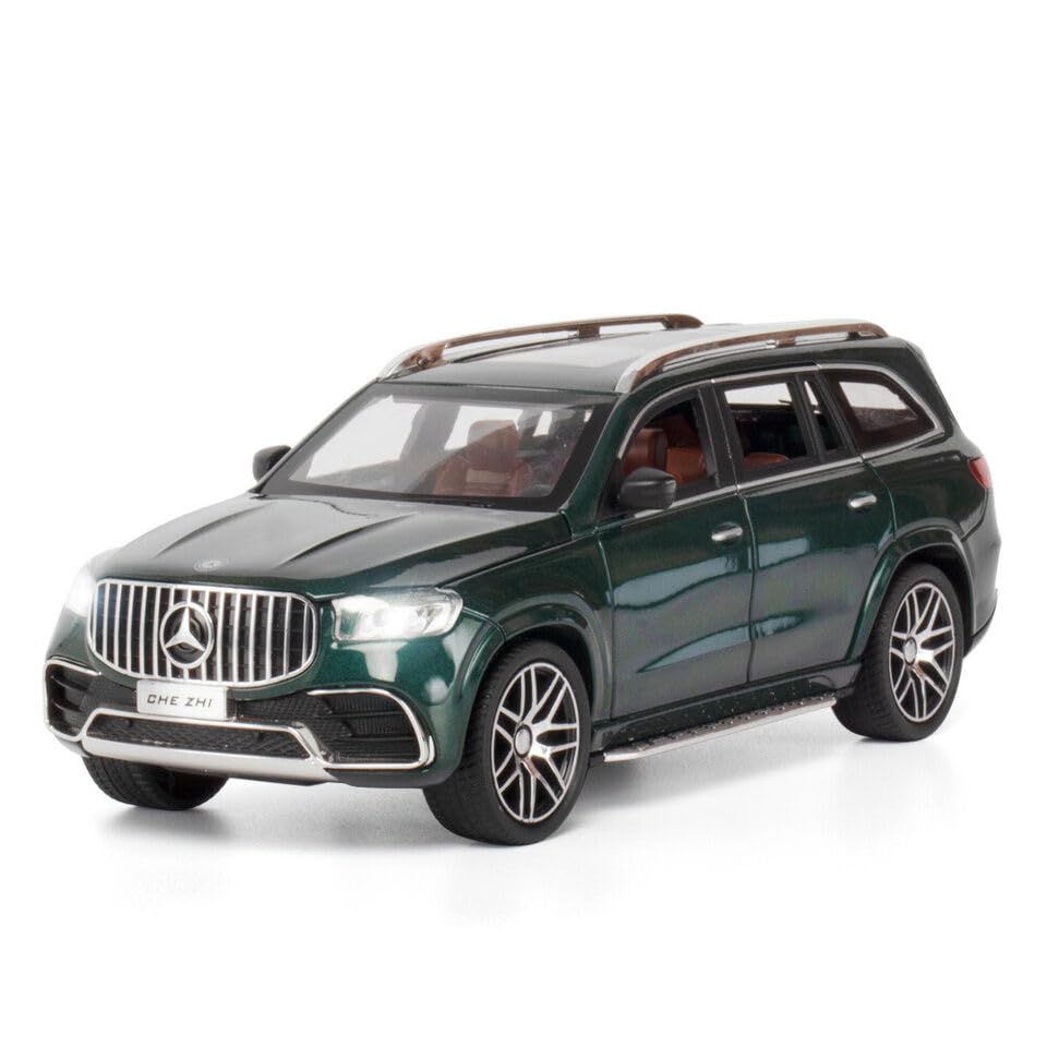 Image of 1 /24 Benz GLS63 AMG Model Car,Zinc Alloy Diecast Toy Car Pull Back with Light and Sound Toy Vehicle Door Can Be Opened (Green)