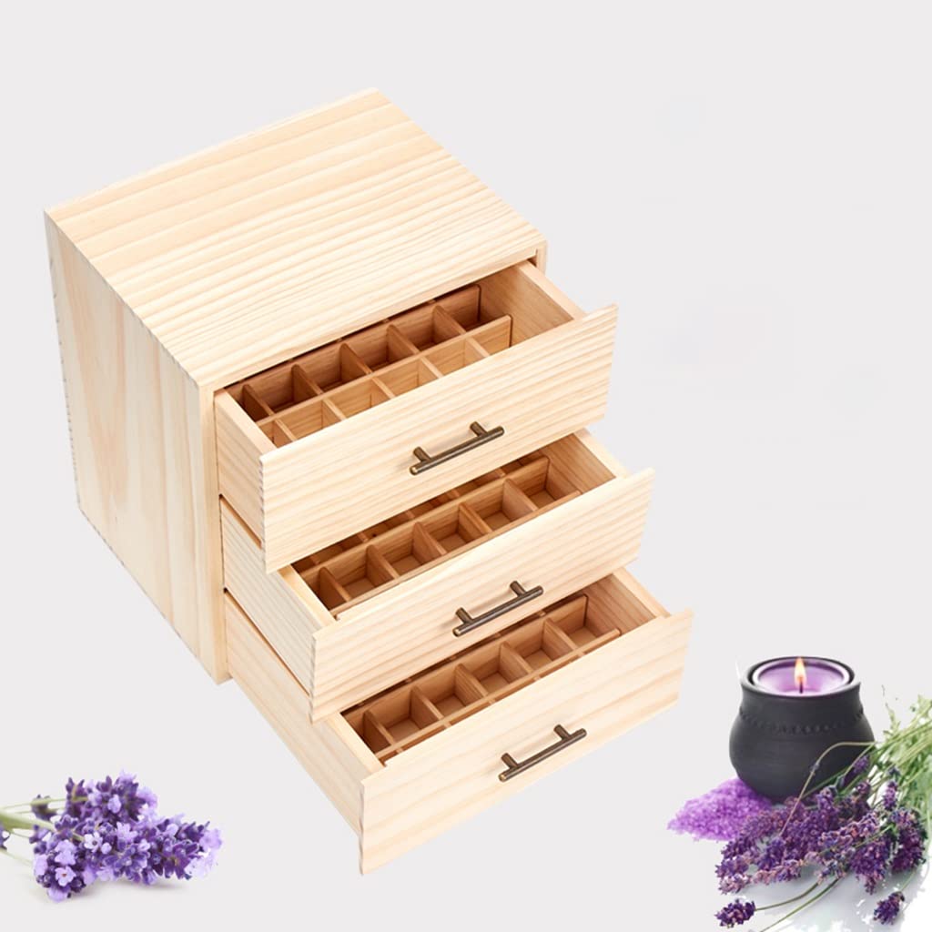 Caja de almacenamiento de aceite esencial de madera Caja de transporte de fragancia for el hogar, capacidad for 90 botellas (se adapta a 5-15 ml) - Organizador de aromaterapia Maquillaje Esmalte de uñ