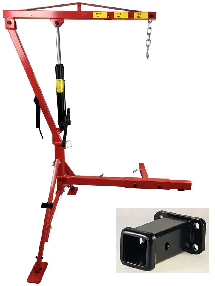 Grue de Levage Hydraulique Pick Up 0,5T avec Fixation Attelage + Adaptateur carré 2''