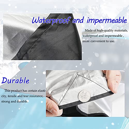 Image of ASUBHA Windshield Cover for Ice and Snow, Windshield Snow Cover, Waterproof, Windproof Winter Frost and Ice Removal Sunshade with Side Mirror Covers, Universal Car Accessories Fits for Most Car