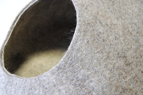 Kedron 'Himalaya' Felted wool cat cave/bed/cocoon (hand made in Nepal) (Light Grey) - Image 3