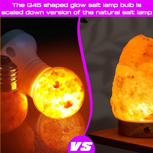 Image of Himalayan Salt Lamp LED Light Bulbs, E26 2200K Warm Amber Pink, 3W Mood Lighting Night Light, E26 G45 Salt Rock Stress Relief Bulbs for Bedroom, Decor, Sleep Light, Non-Dimmable, 2pack