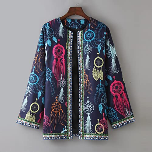 Womens Overcoat Casual Plus Size Leisure Retro Graphic Printed Winter Open Front Long Womens Fall Cardigan Sweaters Light Blue #TOP6